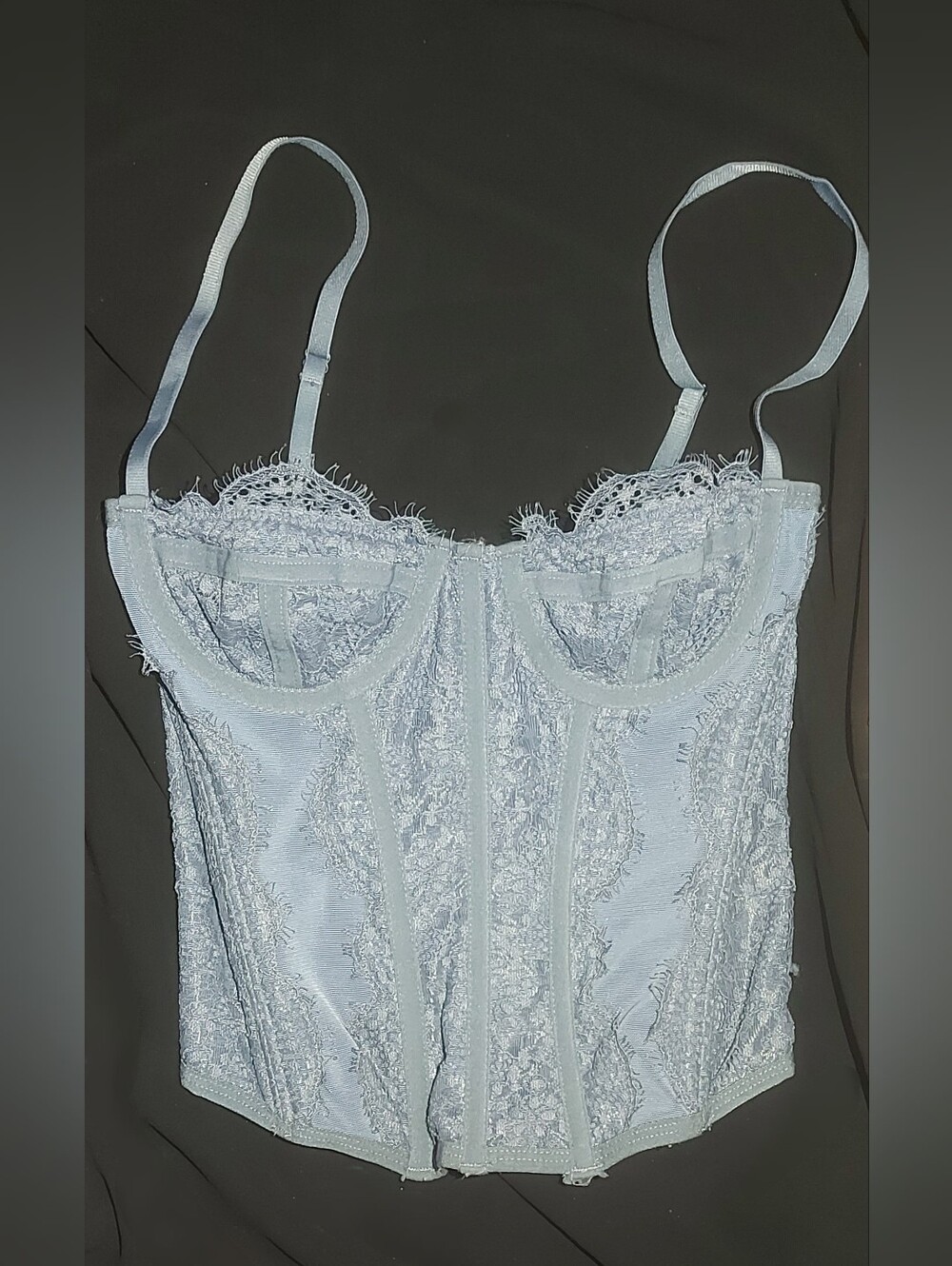 Lace Bustier Corset Top - xs Dusty Blue Shade